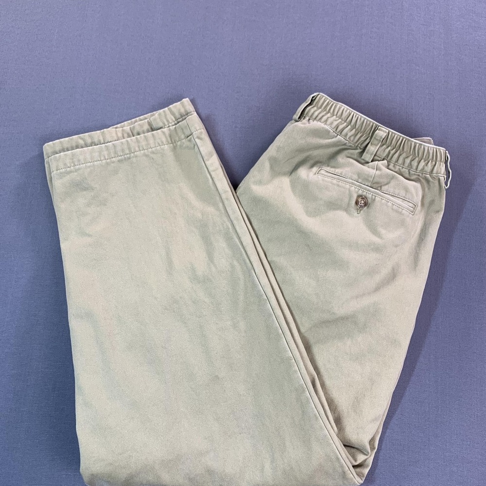 L.L. Bean Comfort Waist Pants‎ Mens 36x29 Fit Beige Chino Flannel Lined Relaxed
